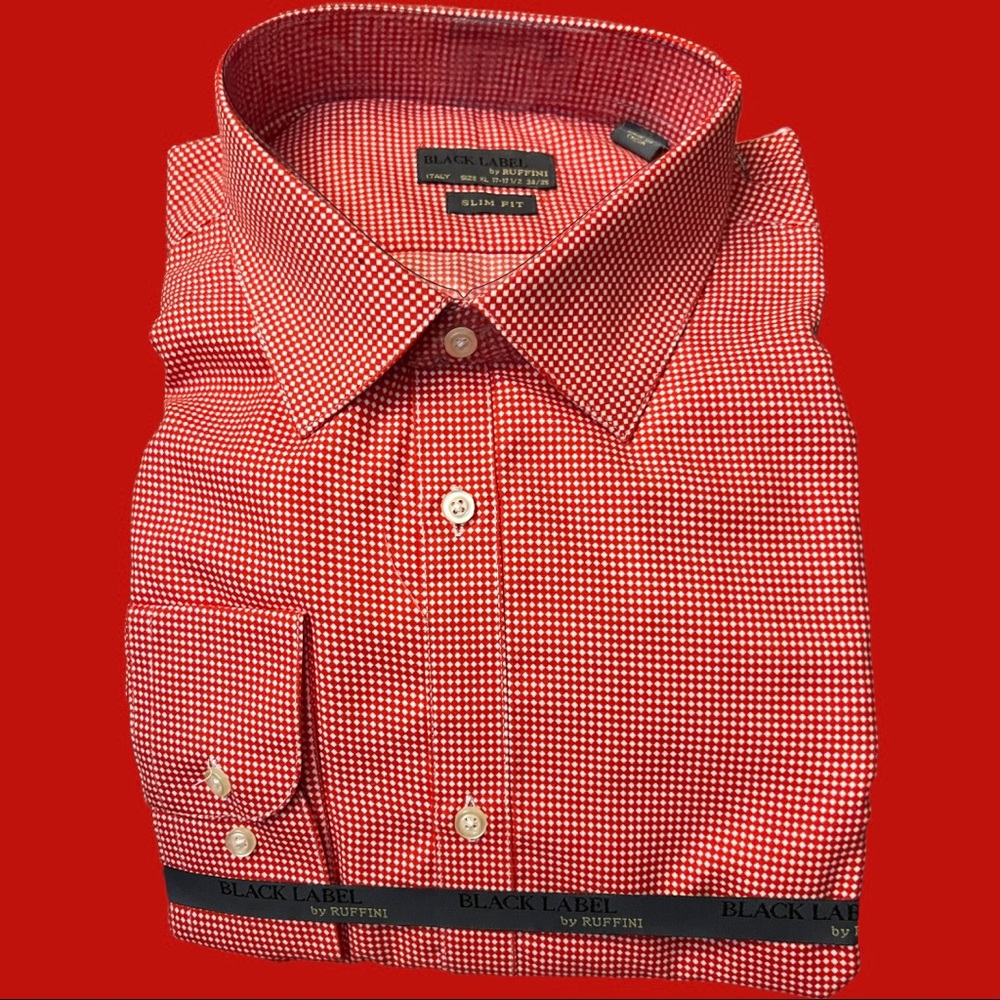 Black Label by Ruffini Red Checkered Slim Fit Shirt